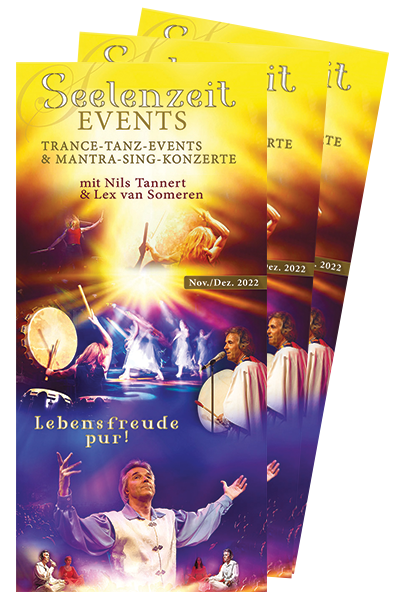 Event-Flyer, Seelenzeit 2022 mit Lex van Someren, spirituelle Musik, Mantras, Trance-Tanz